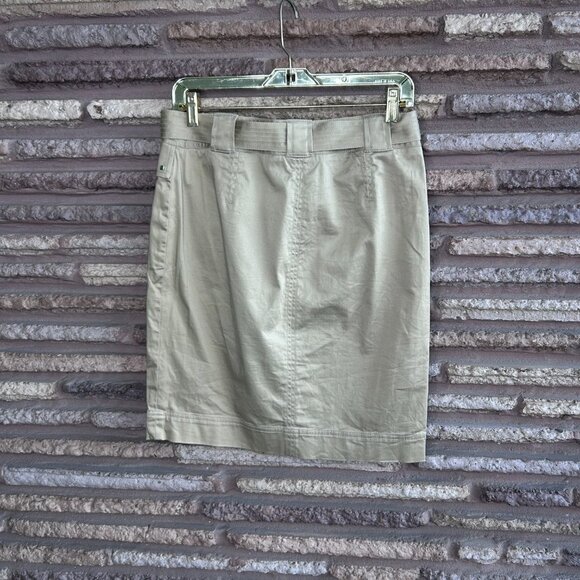 Anne Klein Khaki Tan Stretch Cotton Pencil Skirt Size 4 - Picture 5 of 9